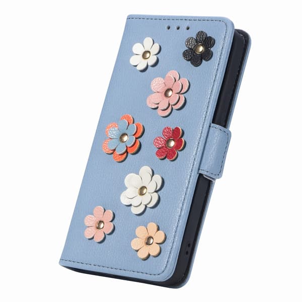 iPhone 14 Pro Max Plånboksfodral Blommor Blå