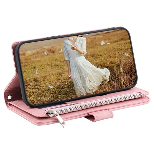 iPhone 14 Plånboksväska Vadderad Rosa