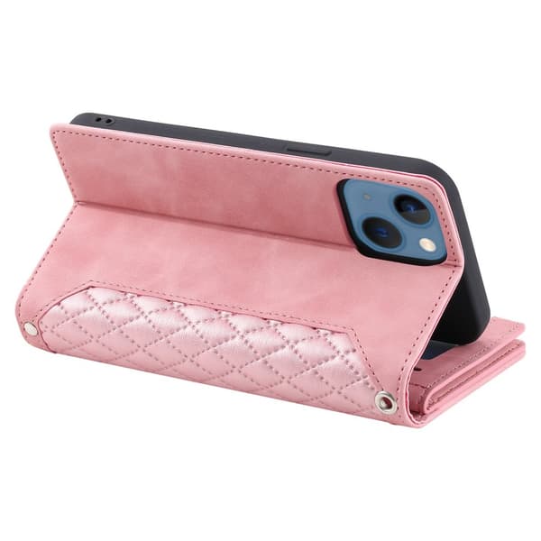 iPhone 14 Plånboksväska Vadderad Rosa