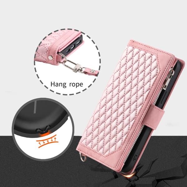 iPhone 14 Plånboksväska Vadderad Rosa