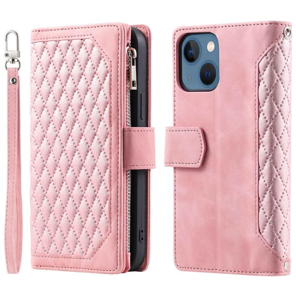 iPhone 14 Plånboksväska Vadderad Rosa