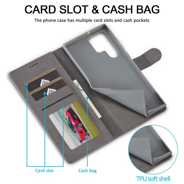 LC.IMEEKE Plånboksfodral Samsung Galaxy S22 Ultra Grå