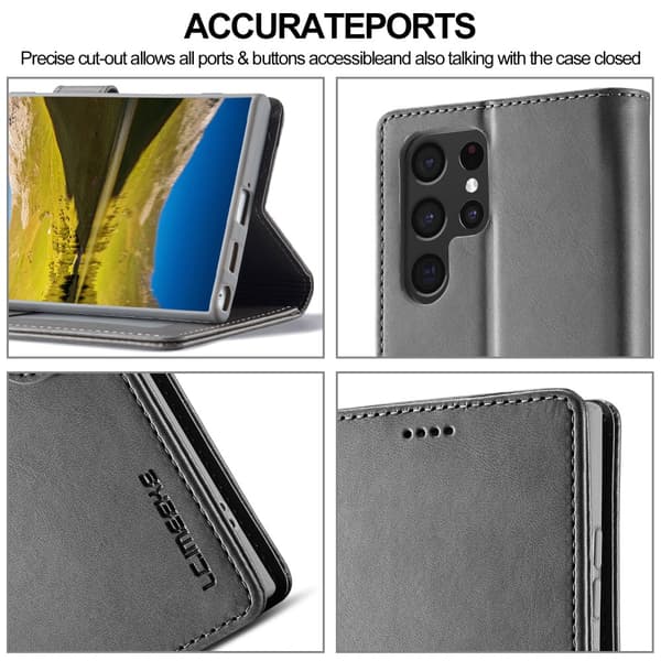 LC.IMEEKE Plånboksfodral Samsung Galaxy S22 Ultra Grå