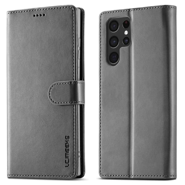 LC.IMEEKE Plånboksfodral Samsung Galaxy S22 Ultra Grå