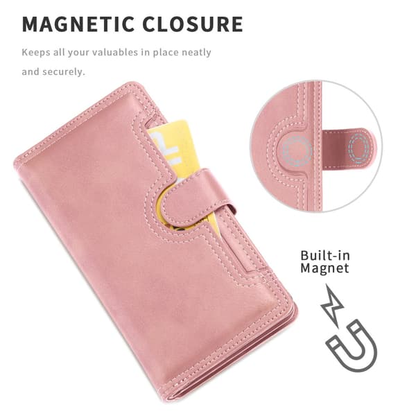 Läder Plånboksfodral Multi-Slot iPhone 13 Pro Roséguld