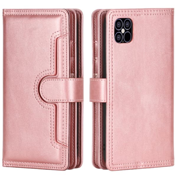 Läder Plånboksfodral Multi-Slot iPhone 13 Pro Roséguld