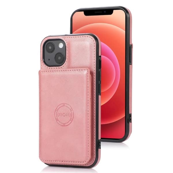iPhone 14 - Elegant Praktiskt Floveme Skal med Korthållare Roséguld
