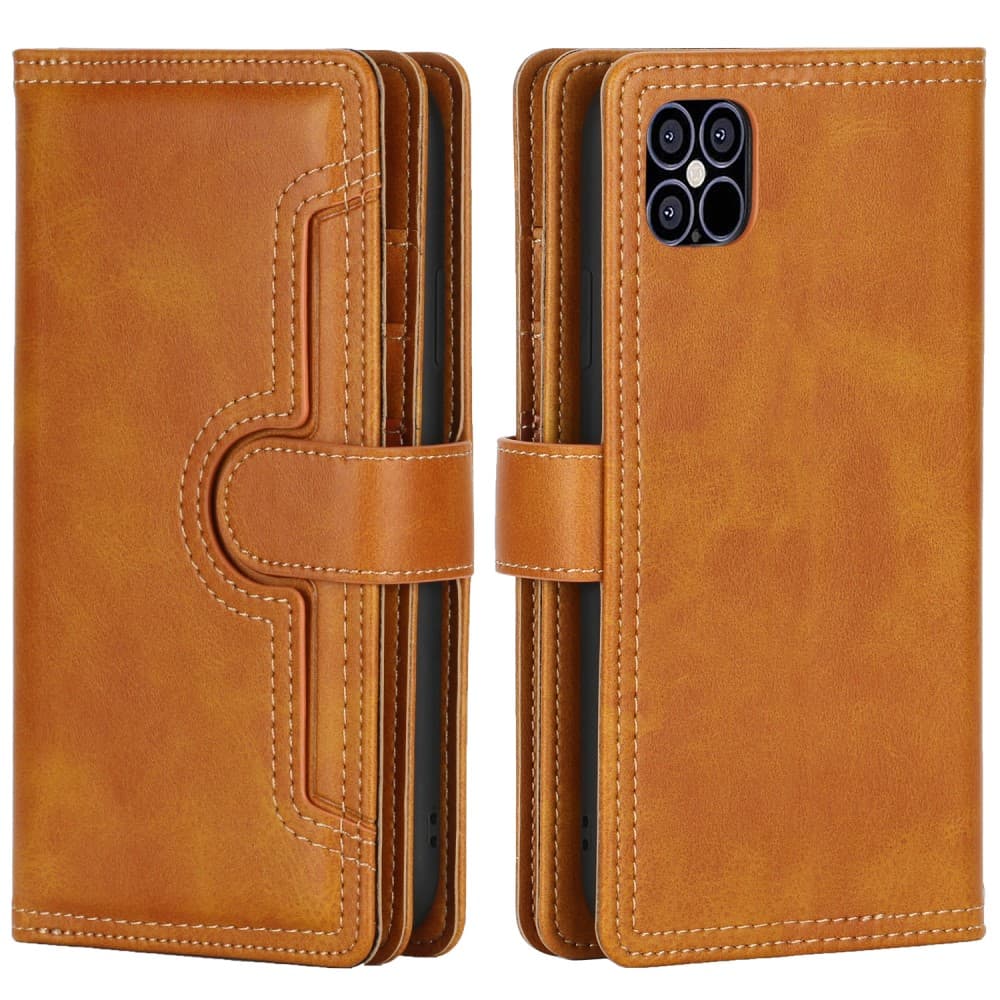 Läder Plånboksfodral Multi-Slot iPhone 13 Pro Max Cognac