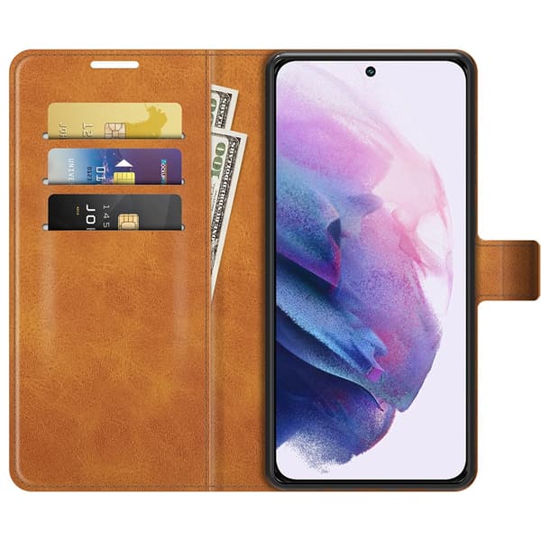 Leather Wallet Samsung Galaxy S22 Cognac