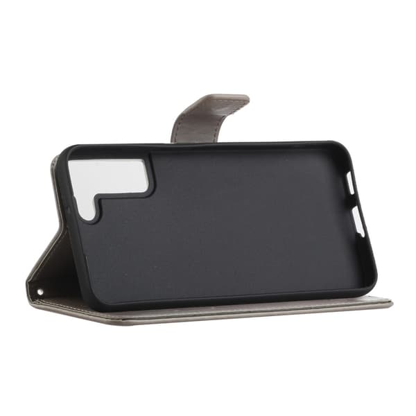 Läderfodral Fjärilar Galaxy S22 Grå