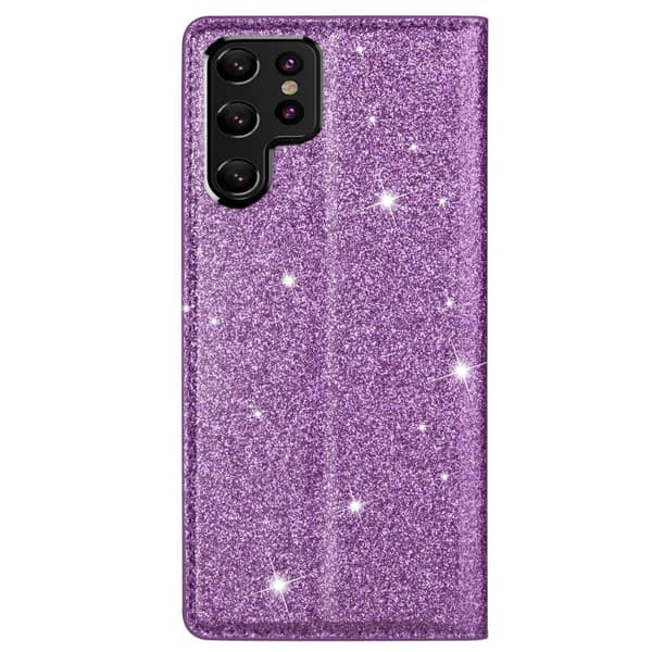 Glitter Plånboksfodral Samsung Galaxy S22 Ultra Lila