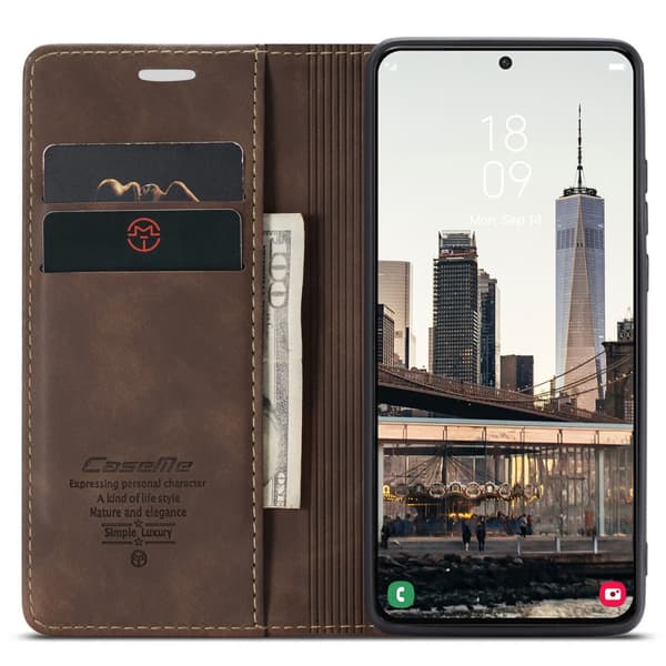 CaseMe Slim Plånboksfodral Samsung Galaxy S22 Brun