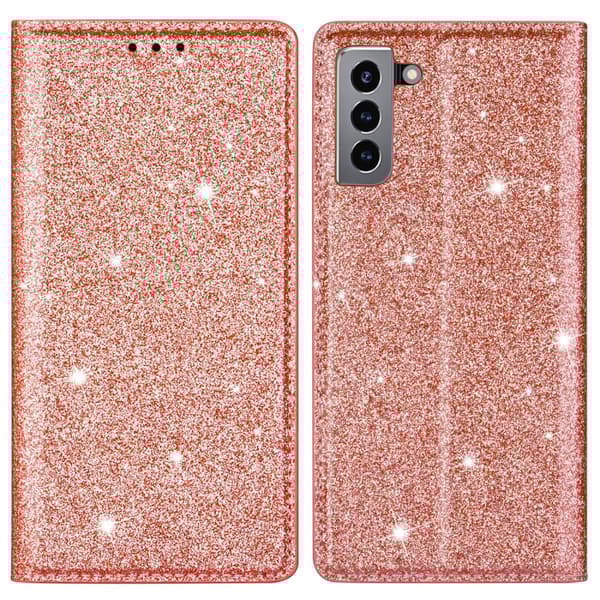 Glitter Plånboksfodral Samsung Galaxy S22 Plus Roséguld