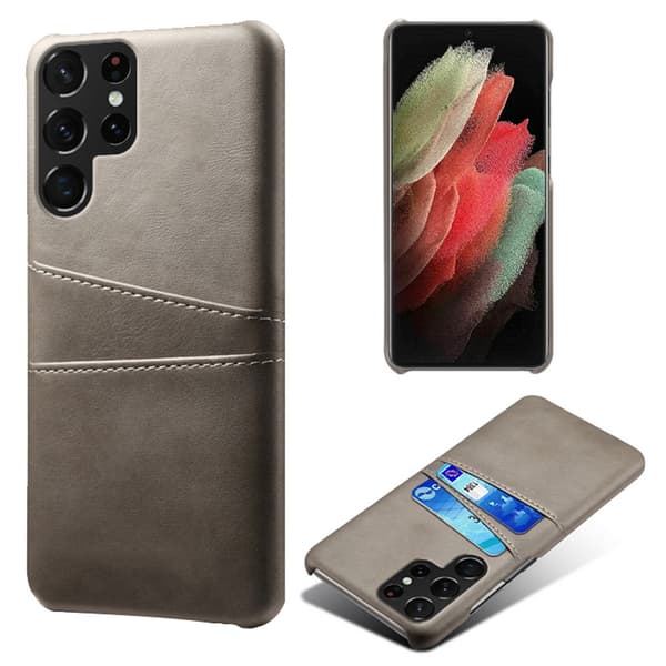 Läderskal Kortfack Samsung Galaxy S22 Ultra Grå
