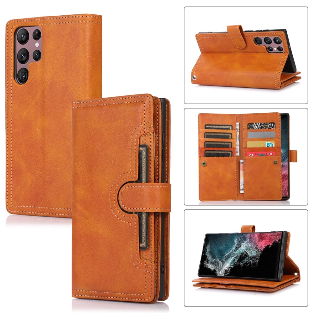 Plånboksfodral Multi-Slot Samsung Galaxy S22 Ultra Cognac