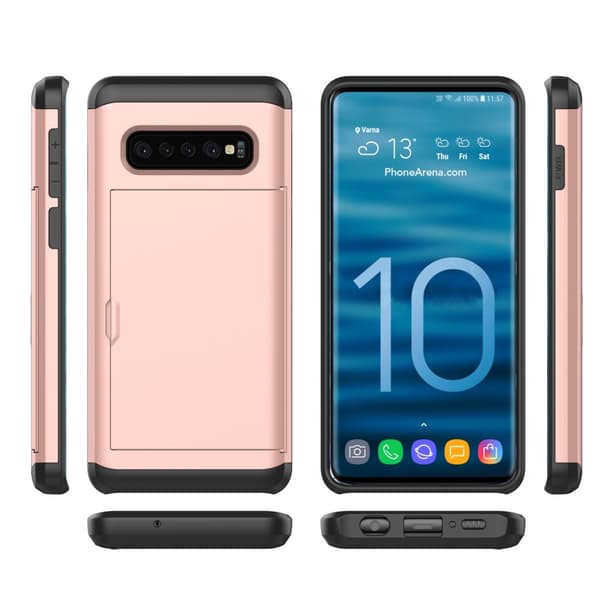 Skal Med Kortfack Samsung Galaxy S10 Roséguld