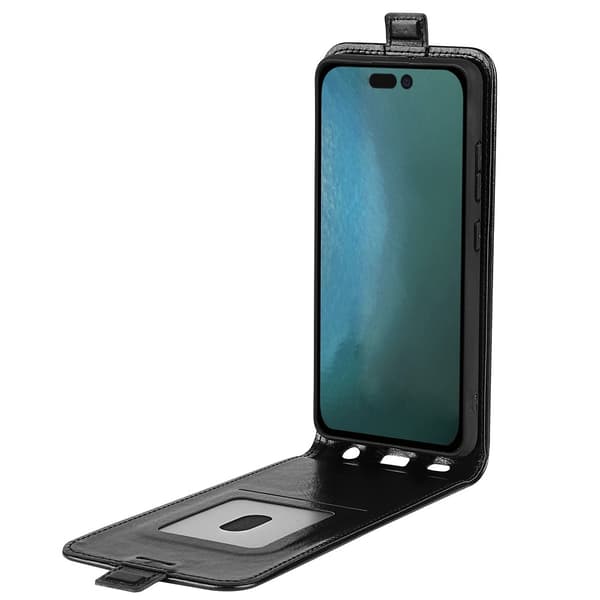 Läder Flip Fodral iPhone 14 Svart
