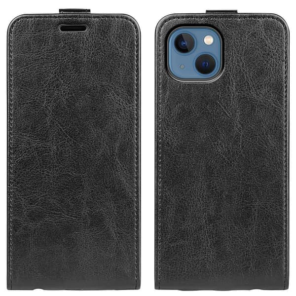 Läder Flip Fodral iPhone 14 Svart