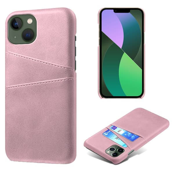 Läderskal Med Kortfack iPhone 14 Rosa