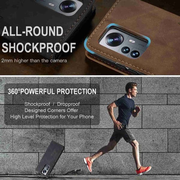 CaseMe Slim Plånboksfodral Xiaomi 12 Pro Svart