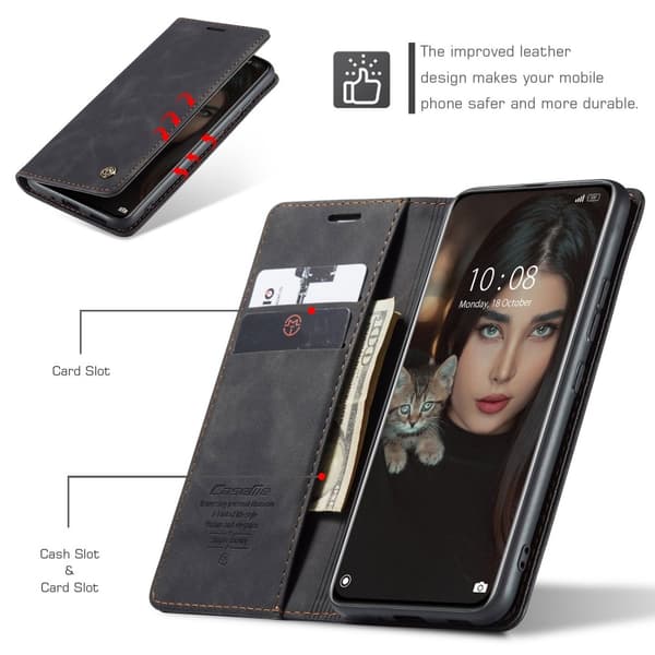 CaseMe Slim Plånboksfodral Xiaomi 12 Pro Svart