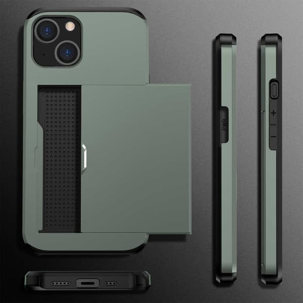 Skal Med Kortfack iPhone 14 Mörkgrön