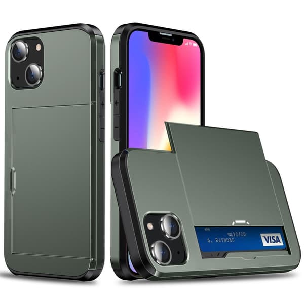 Skal Med Kortfack iPhone 14 Mörkgrön