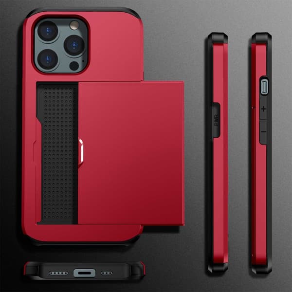 Skal Med Kortfack iPhone 14 Pro Max Röd