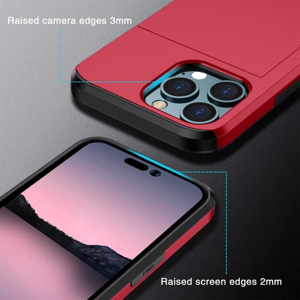 Skal Med Kortfack iPhone 14 Pro Max Röd