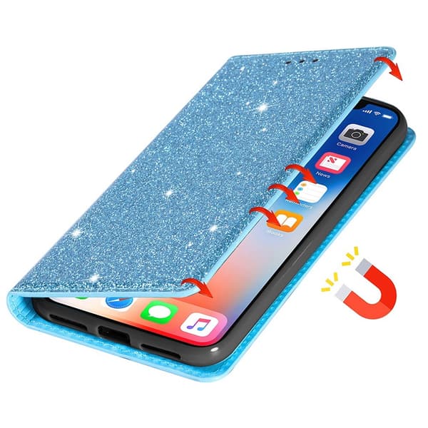 Glitter Plånboksfodral iPhone 14 Pro Max Blå
