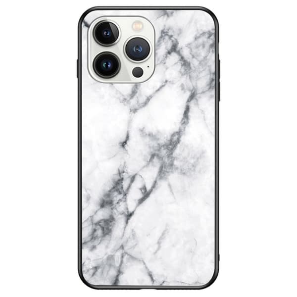 Skal Härdat Glas iPhone 14 Pro Max Vit Marmor