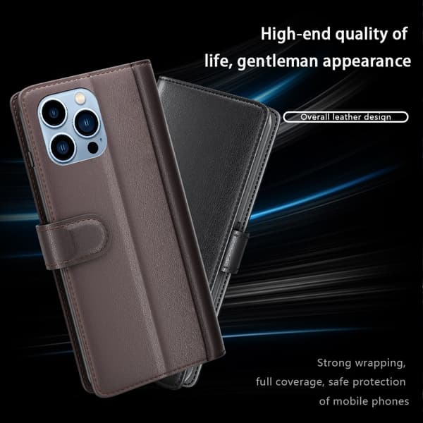 Äkta Läderfodral iPhone 14 Pro Svart