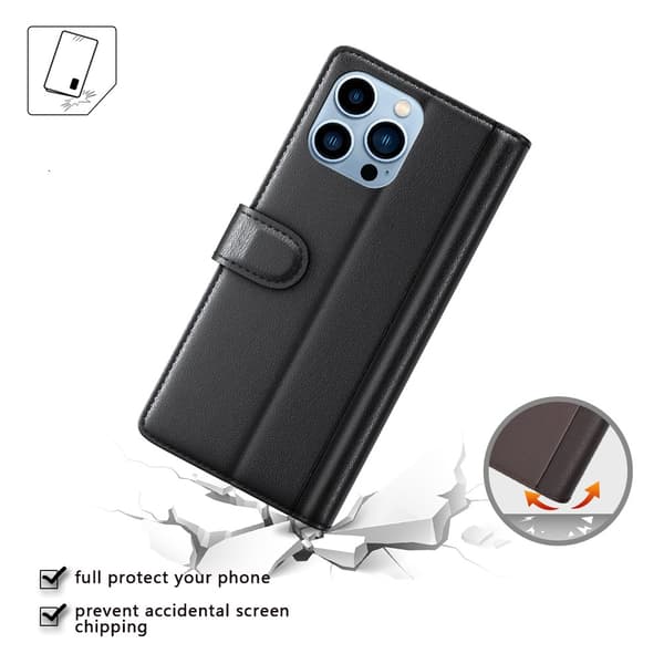 Äkta Läderfodral iPhone 14 Pro Svart