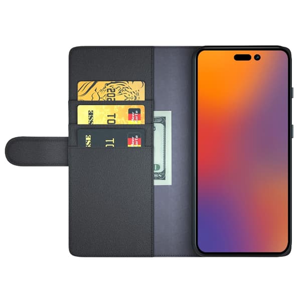 Äkta Läderfodral iPhone 14 Pro Svart