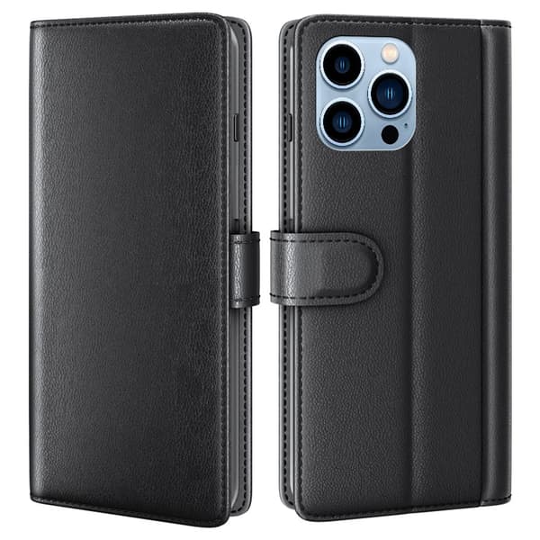 Äkta Läderfodral iPhone 14 Pro Svart