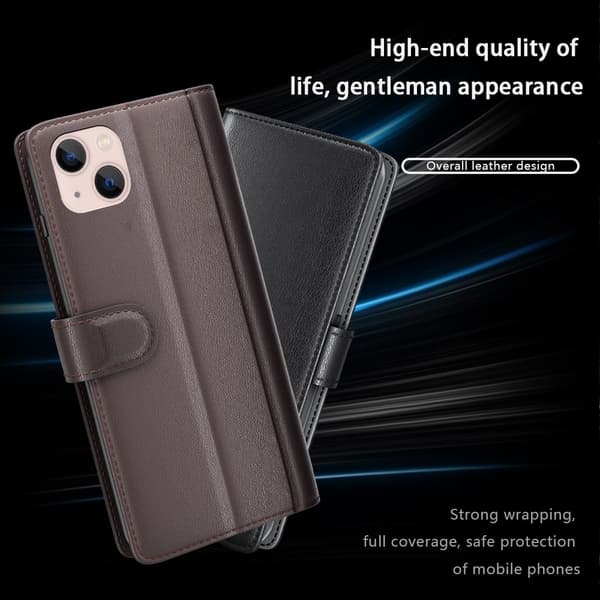 Äkta Läderfodral iPhone 14 Plus Svart