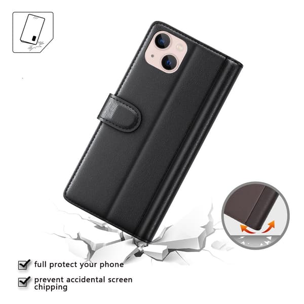 Äkta Läderfodral iPhone 14 Plus Svart