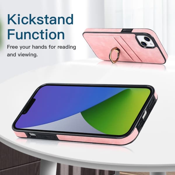 iPhone 14 Kortfack Skal Ring Rosa