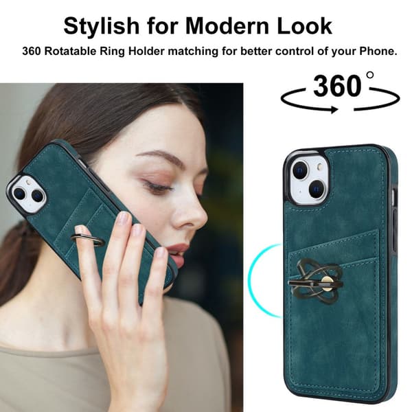 iPhone 14 Plus Kortfack Skal Ring Grön