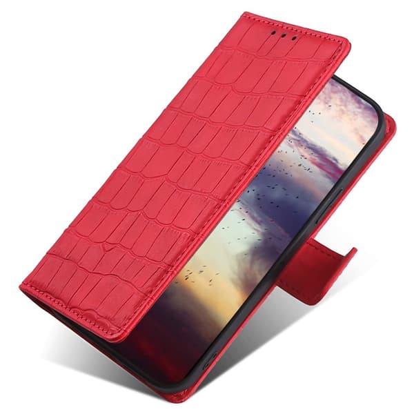 iPhone 14 Fodral Krokodilmönster Röd