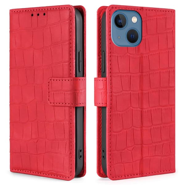 iPhone 14 Fodral Krokodilmönster Röd