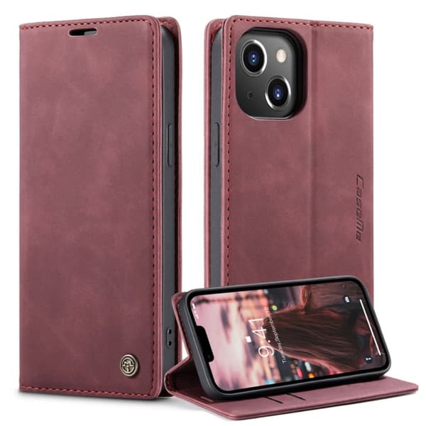 CaseMe Slim Plånboksfodral iPhone 14 Röd