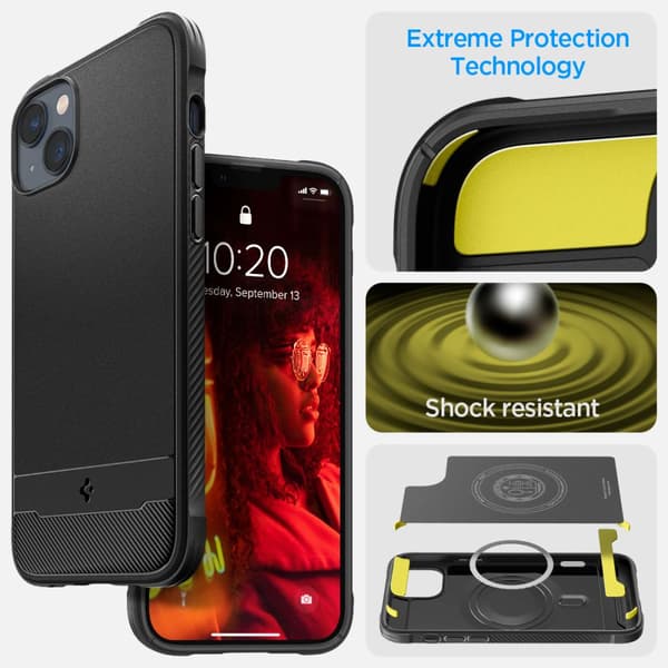 Spigen iPhone 14 Case Rugged Armor Mag Black