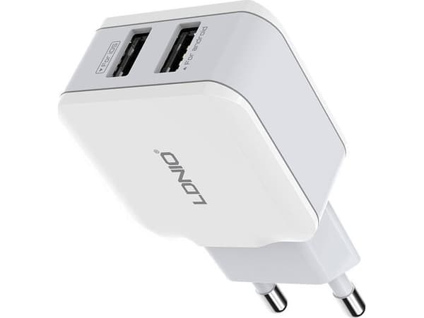 Vegglader LDNIO A2202, 2x USB, 12W (hvit)