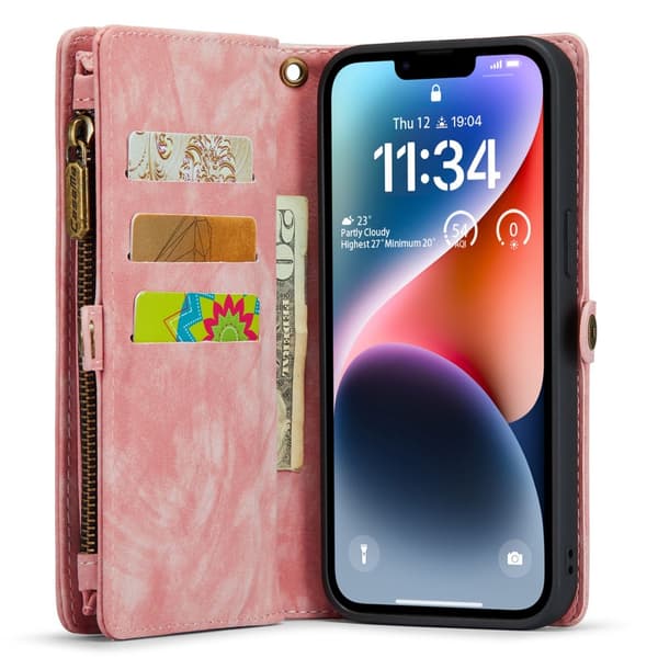 CaseMe Multi-Slot 2 i 1 Plånboksfodral iPhone 14 Rosa