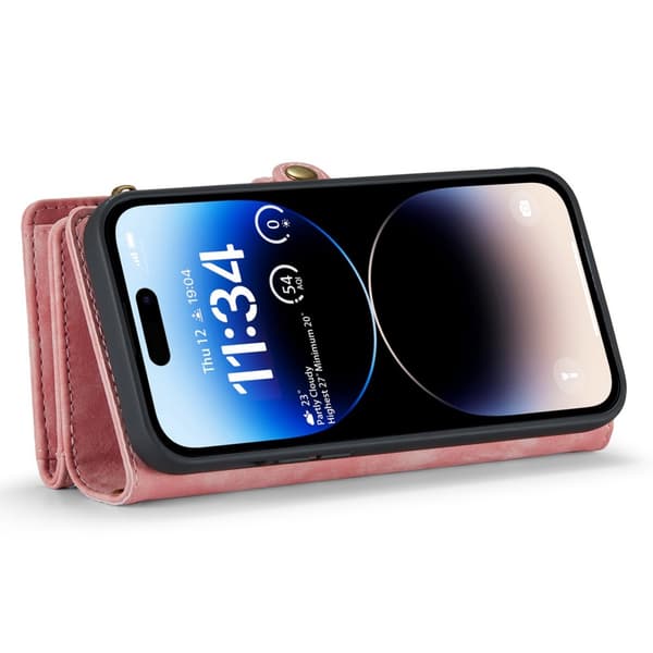 CaseMe Multi-Slot 2 i 1 Plånboksfodral iPhone 14 Pro Rosa