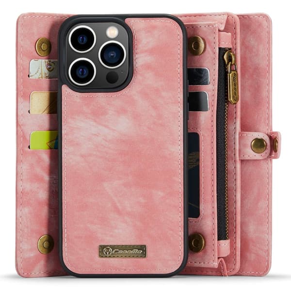 CaseMe Multi-Slot 2 i 1 Plånboksfodral iPhone 14 Pro Rosa