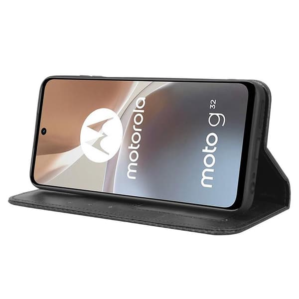 Lompakkoteline Käännettävä puhelinkotelo Motorola Moto G32 4G: lle - musta