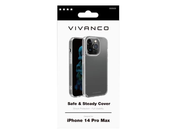 Vivanco Safe and Steady, Etui, Apple, iPhone 14 Pro Max, 17 cm (6.7"), Gjennomsiktig