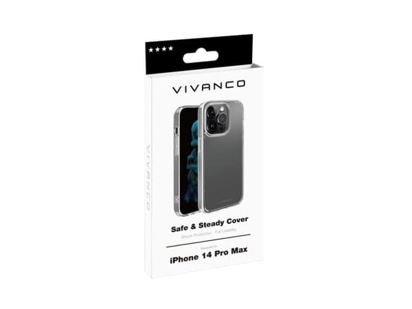 Vivanco Safe and Steady, Etui, Apple, iPhone 14 Pro Max, 17 cm (6.7"), Gjennomsiktig